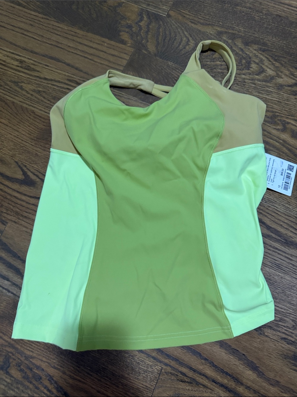 lululemon athletica Olive and Neon Yellow Strappy Workout Tank